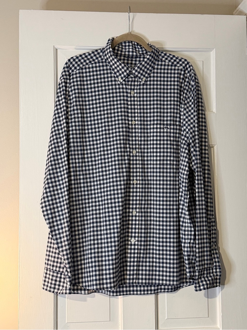 Vineyard Vines Navy and White Gingham Button-Down Shirt
